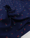 Tecido Viscose Cerejas Vemelho, Verde e Azul Marinho
