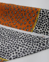 Tecido Crepe GGT Barrado Animal Print Branco e Laranja