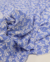 Tecido Viscose Texturizada Micro Palmeiras Branco e Azul Celeste