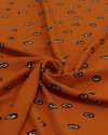 Tecido Crepe GGT Barrado Animal Print Branco e Laranja
