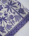 Tecido Viscose Barrado Duplo Brasilidade Tropical Azul e Offwhite