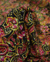 Tecido Viscose Fina Italiano Foral em Cashmere Rosa, Amarelo e Preto