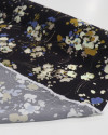 Tecido Crepe de Viscose Italiano Respingos Abstratos Sobrepostos Colorido e Preto