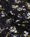 Tecido Crepe de Viscose Italiano Respingos Abstratos Sobrepostos Colorido e Preto