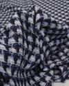Tecido Viscose Italiano Ilusão de Ótica Branco e Tons de Azul