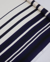 Tecido Crepe Silk Italiano Barrado em Listras Preto, Azul Marinho e Creme