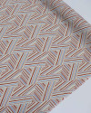 Tecido Crepe de Viscose Italiano Listras Geométricas Azul, Vermelho e Creme