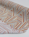 Tecido Crepe de Viscose Italiano Listras Geométricas Azul, Vermelho e Creme