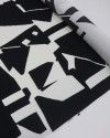 Tecido Crepe de Viscose Italiano Estampa Abstrata Preto e Offwhite
