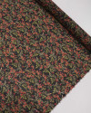 Tecido Cambraia de Linho Italiano Ramos Florais Vermelho, Verde e Preto