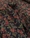 Tecido Cambraia de Linho Italiano Ramos Florais Vermelho, Verde e Preto