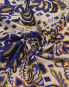 Tecido Viscose Acetinada Italiano Barrado Duplo Multi Estampa Colorida