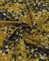 Tecido Crepe de Viscose Brocado Italiano Animal Pritn Sobreposto Amarelo Mostarda
