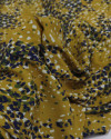 Tecido Crepe de Viscose Brocado Italiano Animal Pritn Sobreposto Amarelo Mostarda