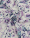 Tecido Linho Puro Italiano Campo Floral Lavanda, Azul e Branco
