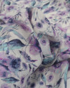 Tecido Linho Puro Italiano Campo Floral Lavanda, Azul e Branco