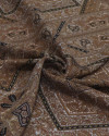 Tecido Crepe de Viscose Italiano Boho Geométrico Preto, Azul e Marrom
