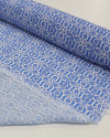 Tecido Viscose Fina Italiano Micro Arabesco Floral Azul e Branco