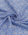 Tecido Viscose Fina Italiano Micro Arabesco Floral Azul e Branco