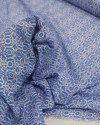 Tecido Viscose Fina Italiano Micro Arabesco Floral Azul e Branco