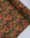 Tecido Viscose Fina Italiano Foral em Cashmere Rosa, Amarelo e Preto