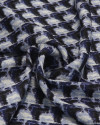 Tecido Viscose Italiano Ilusão de Ótica Branco e Tons de Azul