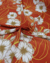 Tecido Viscose Portulacas Offwhite, Amarelo e Laranja Estonado