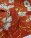 Tecido Viscose Portulacas Offwhite, Amarelo e Laranja Estonado