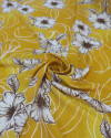 Tecido Viscose Portulacas Offwhite e Amarelo Queimado