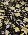 Tecido Viscose Macro Flor de Lótus Amarelo e Preto