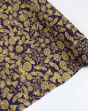 Tecido Viscose Texturizada Flores e Galhos Amarelo e Azul Marinho
