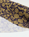 Tecido Viscose Texturizada Flores e Galhos Amarelo e Azul Marinho