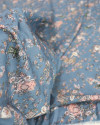 Tecido Viscose Texturizada Liberty e Desenhos Rosê e Azul