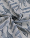 Tecido Viscose Premium Sardine Estampada Azul Ardósia e Creme