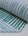 Tecido Viscose Premium Sardine em Listras Verde Teal e Branco