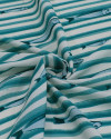 Tecido Viscose Premium Sardine em Listras Verde Teal e Branco