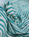 Tecido Viscose Premium Sardine em Listras Verde Teal e Branco