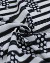Tecido Viscose Premium Sardine Listrado e Poá Preto e Branco