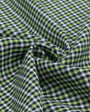 Tecido Linho Misto Italiano Micro Quadriculado Branco, Preto e Verde
