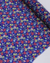 Tecido Crepe de Viscose Italiano Campo Floral Colorido e Azul Marinho