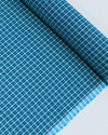 Tecido Linho Misto Italiano Micro Quadriculados Branco e Tons de Azul