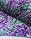 Tecido Crepe Chiffon Brocado Listras Abstratas Verde e Roxo