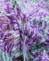 Tecido Crepe Chiffon Brocado Listras Abstratas Verde e Roxo