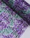 Tecido Crepe Chiffon Brocado Listras Abstratas Verde e Roxo