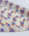 Tecido Cambraia Mista Flores Azul e Vermelha