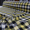 Tecido Flanela Mista Xadrez Branco, Preto e Amarelo