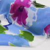 Tecido Crepe Chiffon Pintura Floral e Azul Celeste