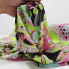 Tecido Crepe Chiffon Macro Cashmere Verde e Rosa Neon