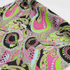 Tecido Crepe Chiffon Macro Cashmere Verde e Rosa Neon