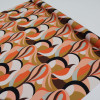 Tecido Crepe Silk Italiano Abstrato Salmão e Preto